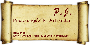 Proszonyák Julietta névjegykártya